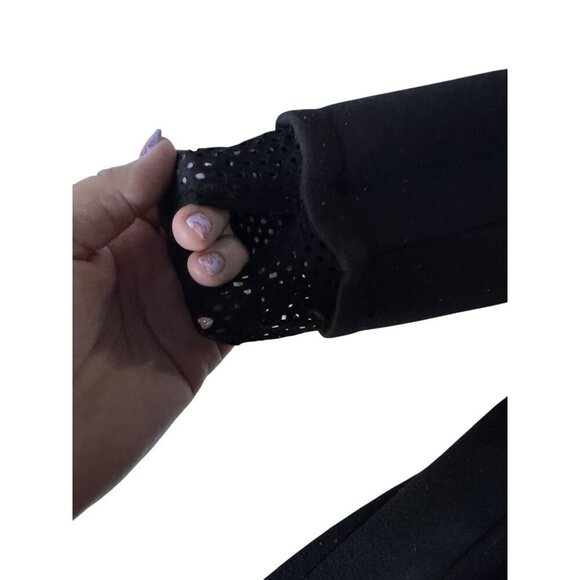 Fabletics Eugenia Coat Women's Sz L Black Open Front Fleece Lined Back Mesh Coat - Picture 7 of 10